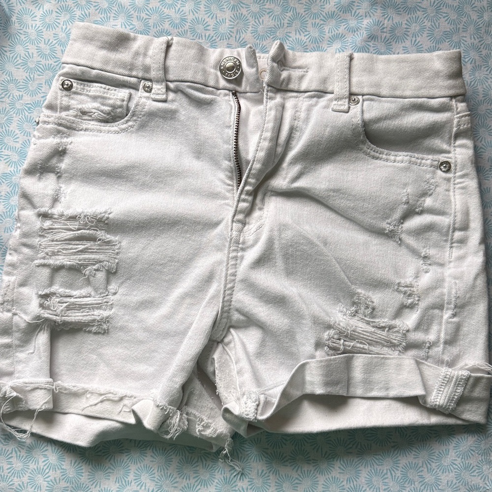 American Eagle Outfitters White Distressed Kids Shorts